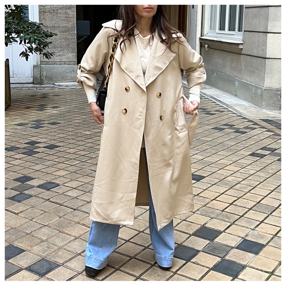 74 Made in France Fabulous Spring Belted Trench Coat jacket - Picture 5 of 7